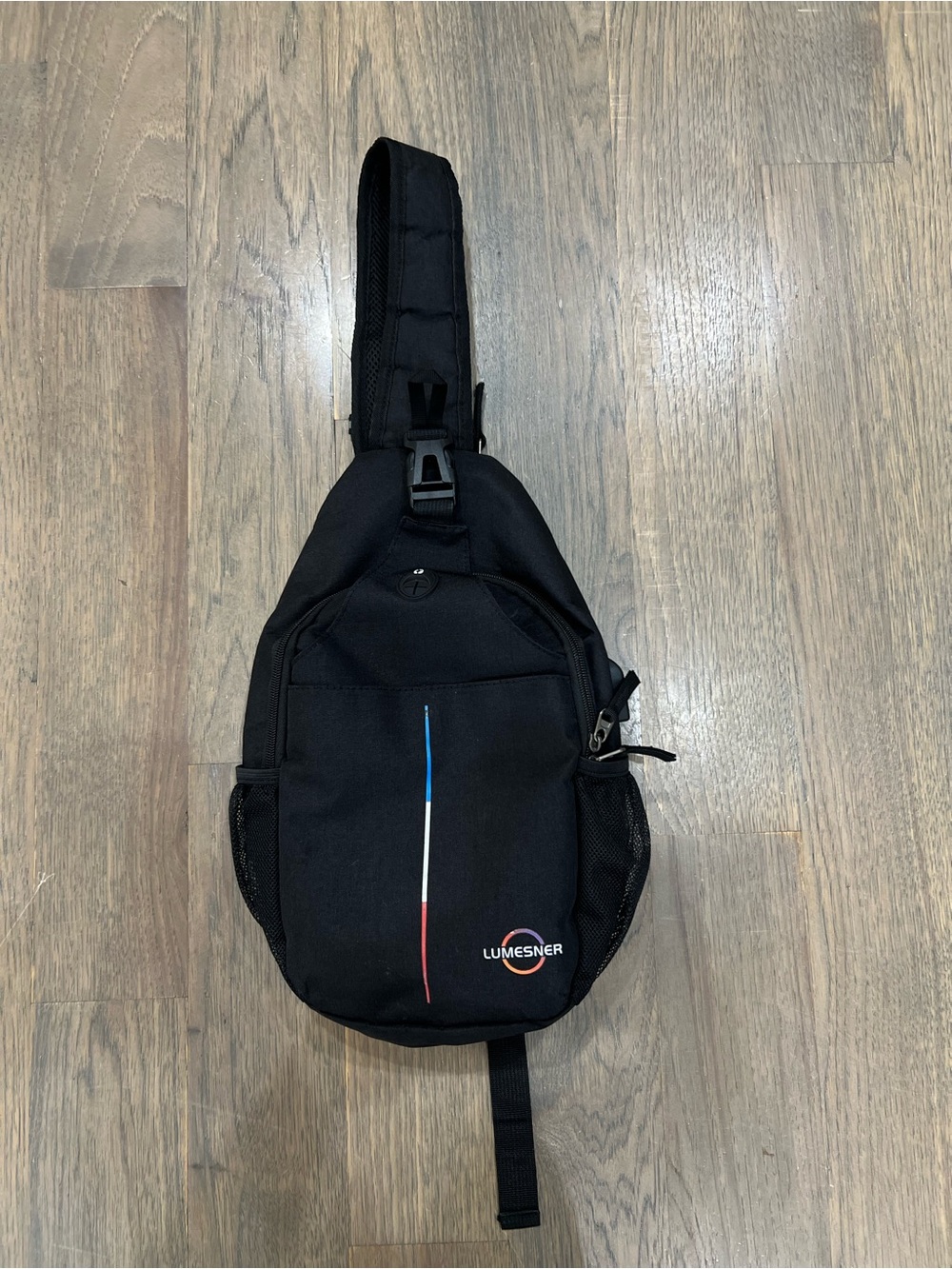 Black Sling Bag with Tricolor Accent